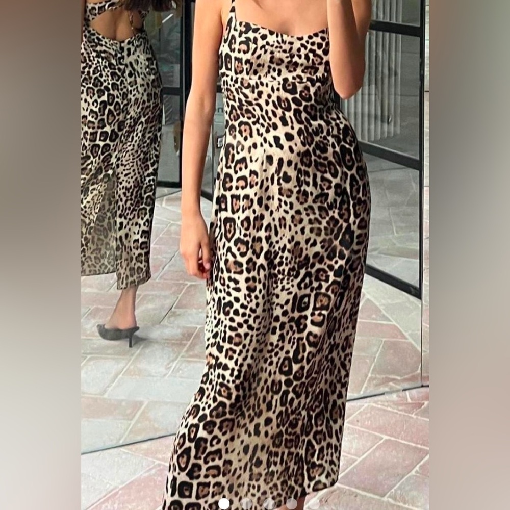 NWT Zara Leopard cheetah maxi dress